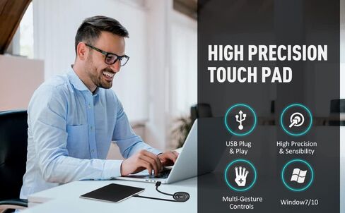 تي بي دي بوكس لوحة لمس سلكية بمنفذ USB، ماوس لوحة تحكم باللمس للكمبيوتر عالية الدقة، لوحة لمس محمولة لنظام ويندوز 10 وويندوز 7 والنوت بوك والكمبيوتر واللاب توب in Saudi Arabia