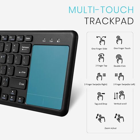 Perixx PERIBOARD-716 Wireless Keyboard with Touchpad, Support Multiple Devices Connection with TV, Tablet and Smartphone, X Type Scissor Keys, Black, US English Layout in Saudi Arabia