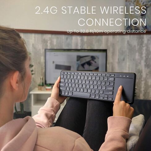 Perixx PERIBOARD-716 Wireless Keyboard with Touchpad, Support Multiple Devices Connection with TV, Tablet and Smartphone, X Type Scissor Keys, Black, US English Layout in Saudi Arabia