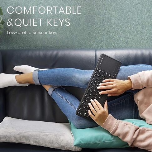 Perixx PERIBOARD-716 Wireless Keyboard with Touchpad, Support Multiple Devices Connection with TV, Tablet and Smartphone, X Type Scissor Keys, Black, US English Layout in Saudi Arabia