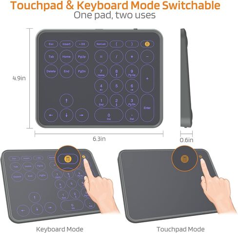 LTC Wired/Wireless Bluetooth Trackpad & Numpad, Portable Built-in Multi-Touch Gesture Numeric Touchpad Mouse for Windows, Computer, Notebook, PC, Laptop, Tablet in Kuwait