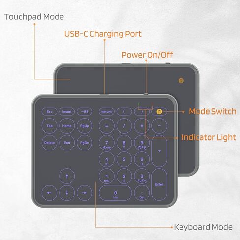 LTC Wired/Wireless Bluetooth Trackpad & Numpad, Portable Built-in Multi-Touch Gesture Numeric Touchpad Mouse for Windows, Computer, Notebook, PC, Laptop, Tablet in Kuwait