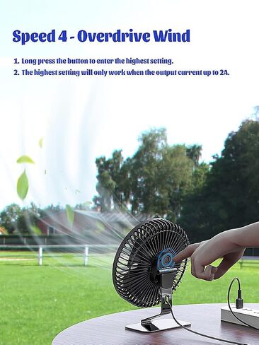 Svinkal USB Desk Fan, Portable Office Mini Fan Quiet, USB Powered, 4 speed, 1.5m Cable, 90° Adjustment Travel Fan, Aluminum Alloy Bracket, 7inch Desktop Fan for Office, Home, Dormitory. in Saudi Arabia