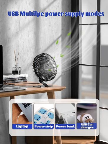 Svinkal USB Desk Fan, Portable Office Mini Fan Quiet, USB Powered, 4 speed, 1.5m Cable, 90° Adjustment Travel Fan, Aluminum Alloy Bracket, 7inch Desktop Fan for Office, Home, Dormitory. in Saudi Arabia