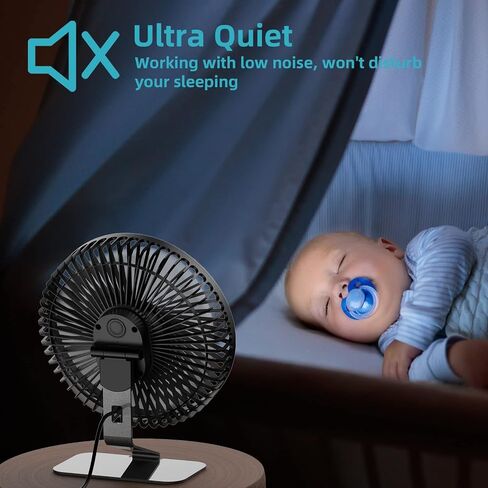 Svinkal USB Desk Fan, Portable Office Mini Fan Quiet, USB Powered, 4 speed, 1.5m Cable, 90° Adjustment Travel Fan, Aluminum Alloy Bracket, 7inch Desktop Fan for Office, Home, Dormitory. in Saudi Arabia