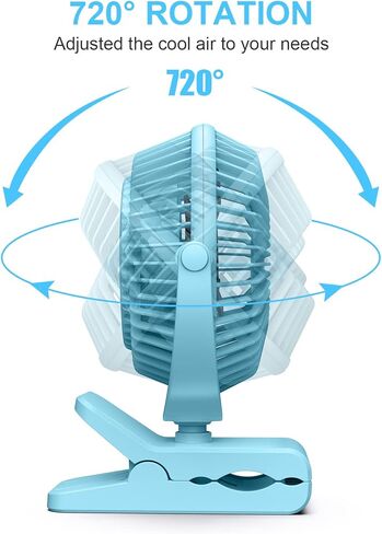HONYIN 720° Rotation Small Desk & Clip on Fan with Sturdy Clamp, 3 Speeds, Quiet Little Personal Cooling Fan by USB Plug In, for Bedroom Office Desktop Treadmill in Kuwait