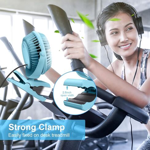HONYIN 720° Rotation Small Desk & Clip on Fan with Sturdy Clamp, 3 Speeds, Quiet Little Personal Cooling Fan by USB Plug In, for Bedroom Office Desktop Treadmill in Kuwait
