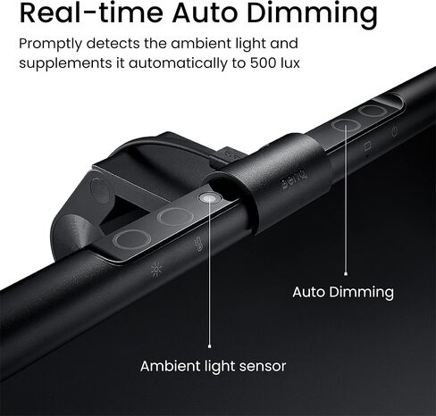 BenQ ScreenBar LED Monitor Light Bar - Auto-dimming, Adjustable Brightness and Color Temperature, No Screen Glare, Space-Saving, Eye-Care USB Monitor Lamp, Black in Saudi Arabia