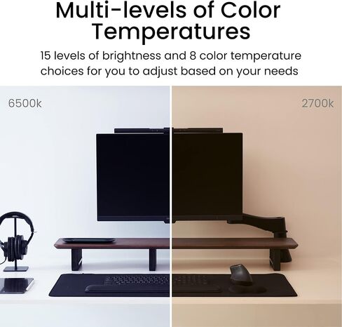 BenQ ScreenBar LED Monitor Light Bar - Auto-dimming, Adjustable Brightness and Color Temperature, No Screen Glare, Space-Saving, Eye-Care USB Monitor Lamp, Black in Saudi Arabia