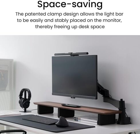 BenQ ScreenBar LED Monitor Light Bar - Auto-dimming, Adjustable Brightness and Color Temperature, No Screen Glare, Space-Saving, Eye-Care USB Monitor Lamp, Black in Saudi Arabia