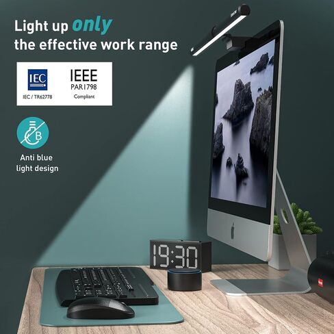 Quntis Computer Monitor Lamp, Screen Monitor Light Bar for Eye Caring, USB Reading LED Task Lamp with Auto-Dimming, Dimmable Light Bar, Touch Control, No Glare Space Saving Home Office Desk Lamps in Kuwait