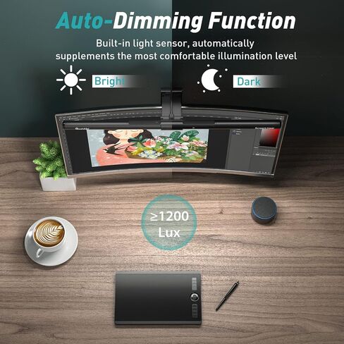 Quntis Computer Monitor Lamp, Screen Monitor Light Bar for Eye Caring, USB Reading LED Task Lamp with Auto-Dimming, Dimmable Light Bar, Touch Control, No Glare Space Saving Home Office Desk Lamps in Kuwait