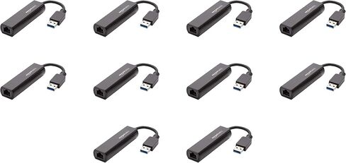 Amazon Basics USB 3.0 to 10/100/1000 Gigabit Ethernet Internet Adapter, Compatible with Windows and macOS, Black in Kuwait