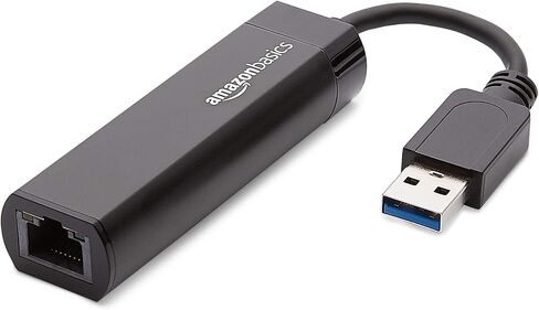Amazon Basics USB 3.0 to 10/100/1000 Gigabit Ethernet Internet Adapter, Compatible with Windows and macOS, Black in Kuwait