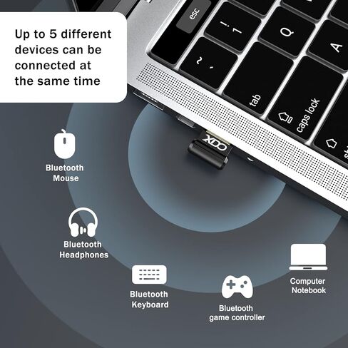 محول USB بلوتوث 5.3 للكمبيوتر المكتبي، التوصيل والتشغيل الحقيقي Mini EDR Bluetooth Dongle جهاز استقبال وجهاز إرسال لأجهزة الكمبيوتر المحمول ودعم سماعات الرأس ولوحة المفاتيح والماوس ومكبرات الصوت والطابعة Windows 11/10/8.1 in Kuwait