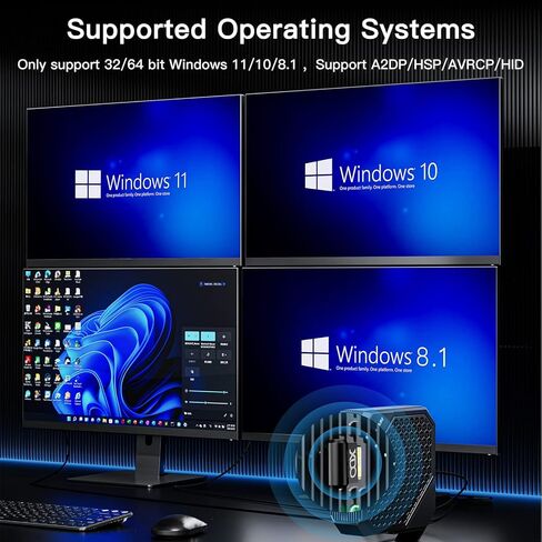 محول USB بلوتوث 5.3 للكمبيوتر المكتبي، التوصيل والتشغيل الحقيقي Mini EDR Bluetooth Dongle جهاز استقبال وجهاز إرسال لأجهزة الكمبيوتر المحمول ودعم سماعات الرأس ولوحة المفاتيح والماوس ومكبرات الصوت والطابعة Windows 11/10/8.1 in Kuwait