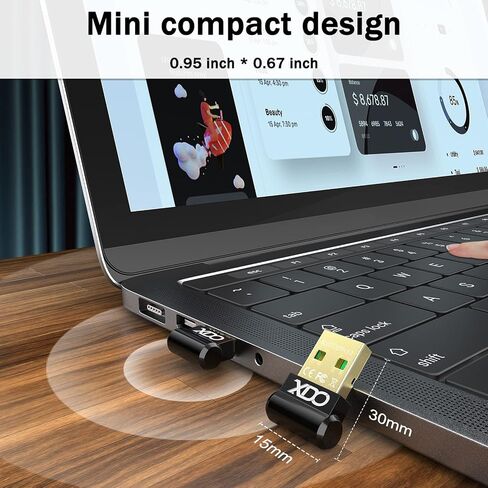محول USB بلوتوث 5.3 للكمبيوتر المكتبي، التوصيل والتشغيل الحقيقي Mini EDR Bluetooth Dongle جهاز استقبال وجهاز إرسال لأجهزة الكمبيوتر المحمول ودعم سماعات الرأس ولوحة المفاتيح والماوس ومكبرات الصوت والطابعة Windows 11/10/8.1 in Kuwait