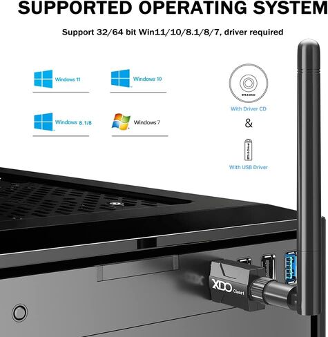 محول بلوتوث طويل المدى للكمبيوتر، محول USB فئة اكس دي او 1 5.1+EDR، 328 قدم/ 100 متر جهاز استقبال لاسلكي لنقل الصوت والماوس والكيبورد وسماعات الرأس يدعم ويندوز 11/10/8/7 in Kuwait