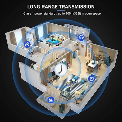 محول بلوتوث طويل المدى للكمبيوتر، محول USB فئة اكس دي او 1 5.1+EDR، 328 قدم/ 100 متر جهاز استقبال لاسلكي لنقل الصوت والماوس والكيبورد وسماعات الرأس يدعم ويندوز 11/10/8/7 in Kuwait