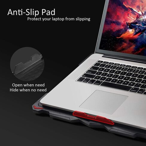 AICHESON Laptop Cooling Pad 5 Fans Up to 17.3 Inch Heavy Notebook Cooler, Blue LED Lights, 2 USB Ports, S035, Blue-5fans in Kuwait