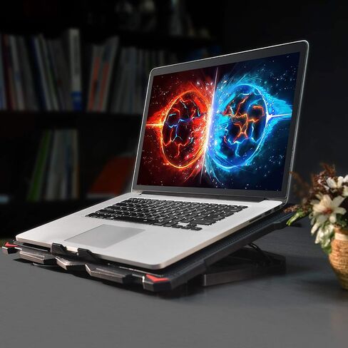 AICHESON Laptop Cooling Pad 5 Fans Up to 17.3 Inch Heavy Notebook Cooler, Blue LED Lights, 2 USB Ports, S035, Blue-5fans in Kuwait