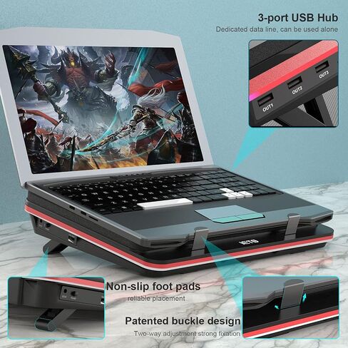 IETS GT500 Powerful Turbo-Fan (4200 RPM) Laptop Cooling Pad with Infinitely Variable Speed,Seal Foam for Rapid Cooling Gaming Laptop,Dust Filter for Protect Laptop,13-17.3inch Laptop Cooler in Kuwait