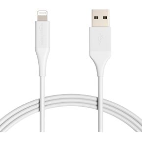 Amazon Basics USB-A to Lightning ABS Charger Cable, MFi Certified Charger for Apple iPhone 14 13 12 11 X Xs Pro, Pro Max, Plus, iPad, 10,000 Bend Lifespan, 6 Foot, White
