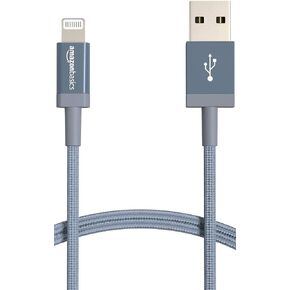 Amazon Basics USB-A to Lightning Cable, Apple MFi Certified, Nylon Braided Cord, Fast Charger for iPhone 14 13 12 11 X Xs Pro, Pro Max, Plus, iPad, 6 Foot, Dark Gray in Kuwait