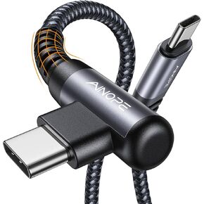 AINOPE Short USB C to USB C Cable 1.5FT 1 Pack 60W Fast Charging Nylon Braided Type C Cable for iPhone 15 Pro Max Plus Samsung Power Bank Travel Essentials