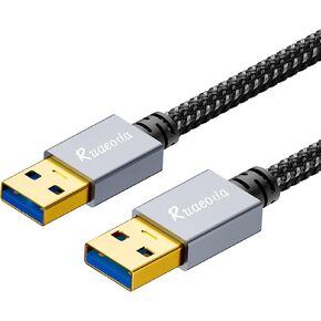 USB to USB Cable 1 ft, USB 3.0 Male to Male Type A to Type A Double Sided USB Cord for Data Transfer Compatible with Hard Drive, Laptop, DVD Player, TV, USB 3.0 Hub, Monitor and More
