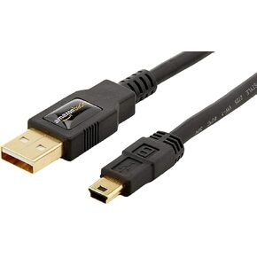 Amazon Basics USB-A to Mini USB 2.0 Cable, 480Mbps Transfer Speed with Gold-Plated Plugs, 3 Foot, Black in Kuwait