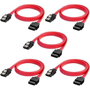 كابل CableCreation SATA III، [5 عبوات] كابل بيانات SATA III 18 بوصة 6.0 جيجابت في الثانية 7 سنون أنثى إلى أنثى مع مزلاج قفل، أحمر in Kuwait