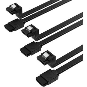 كابل بيانات SABRENT SATA III (6 جيجابت/ثانية) بزاوية قائمة مع مزلاج قفل لمحركات الأقراص الصلبة/SSD/CD وDVD (3 عبوات 20 بوصة) باللون الأسود (CB-SRK3) in Kuwait