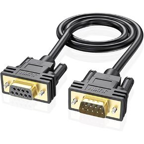 JUXINICE Copper Wire Db9 Extension Serial Cable Male to Female,rs232 Serial Cable, Double Shielded with foil & Metal Braided，Gold Plated D-SUB 9 Pin Serial Cable RS485 Cable-Black 3.3FT