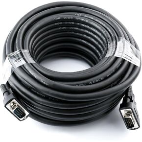 كابل شاشة الكمبيوتر DTech 3 أقدام SVGA VGA ذكر إلى ذكر يدعم دقة عالية 1080 بكسل (1 متر، أسود) in Kuwait