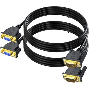 VGA Extension Cable, VGA Cable Male to Female 6 Feet (VGA 15 Pin), SVGA Male to Female HD15 Monitor Video Adapter Cable Support 1080P Full HD for Laptop, PC, Projector, HDTV, Display
