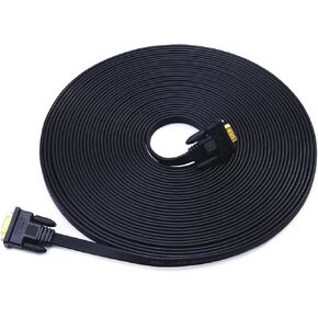 DTECH Flat Thin Extra Long VGA Cable 100 ft 15 Pin Male to Male Computer Monitor Cord HD15 Connector 1080p High Resolution (31 Meter, Black) in Kuwait