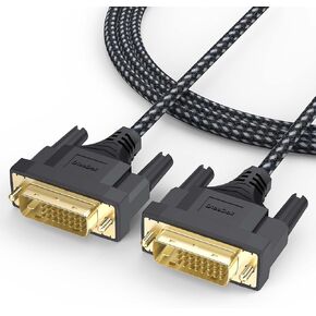 DteeDck DVI Cable 6ft, DVI to DVI-D Cables, 24+1 Dual Link DVI Cord Male to Male for Monitor Computer PC Desktop Projector Display and More