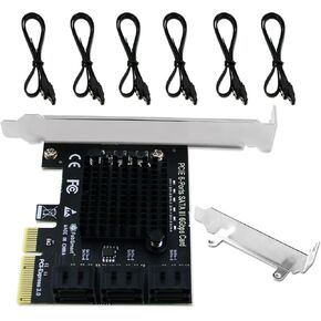PCIE to 6-Ports 6Gbps Max Speed SATA III Expansion Card for Desktop PCs, Plug and Play on Windows OS MAC OS Linux System, ASMedia ASM1166 None-Raid PCIE SATA III Host Controller (FS-S6-Pro) in Saudi Arabia