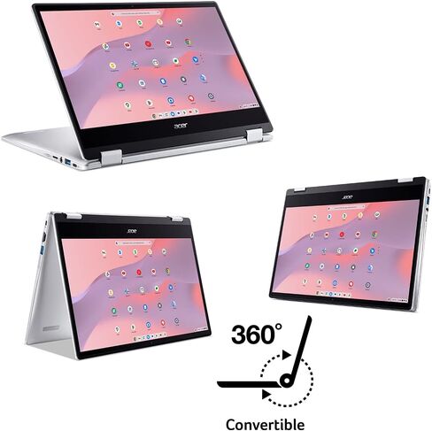 كمبيوتر محمول أيسر كروم بوك سبين 314 قابل للتحويل | إنتل بنتيوم سيلفر N6000 | شاشة لمس عالية الدقة بزجاج كورنينج غوريلا مقاس 14 بوصة | LPDDR4X بسعة 8 جيجابايت | eMMC بسعة 128 جيجابايت | Intel Wi-Fi 6 AX201 | نظام تشغيل Chrome | CP314-1H-P1Q5 in Saudi Arabia