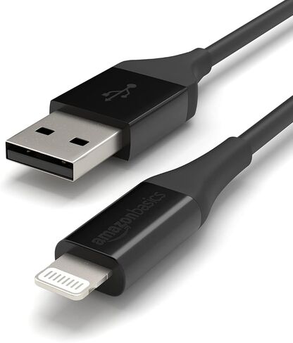 Amazon Basics Apple MFi Certified USB-A to Lightning Charger Cable for iPhone iPad, Heavy-Duty Fast-Charge, 10ft, Black in Kuwait