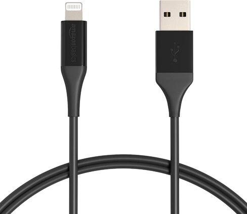 Amazon Basics Apple MFi Certified USB-A to Lightning Charger Cable for iPhone iPad, Heavy-Duty Fast-Charge, 10ft, Black in Kuwait