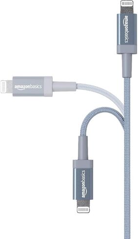 Amazon Basics USB-A to Lightning Cable, Apple MFi Certified, Nylon Braided Cord, Fast Charger for iPhone 14 13 12 11 X Xs Pro, Pro Max, Plus, iPad, 6 Foot, Dark Gray in Kuwait