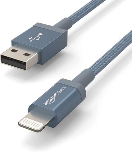 Amazon Basics USB-A to Lightning Cable, Apple MFi Certified, Nylon Braided Cord, Fast Charger for iPhone 14 13 12 11 X Xs Pro, Pro Max, Plus, iPad, 6 Foot, Dark Gray in Kuwait