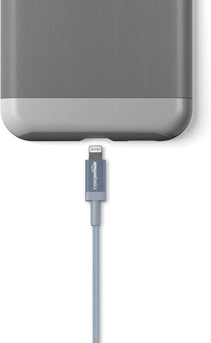 Amazon Basics USB-A to Lightning Cable, Apple MFi Certified, Nylon Braided Cord, Fast Charger for iPhone 14 13 12 11 X Xs Pro, Pro Max, Plus, iPad, 6 Foot, Dark Gray in Kuwait