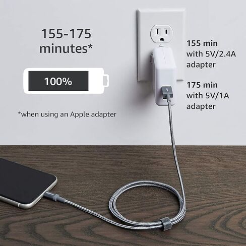 Amazon Basics USB-A to Lightning Cable, Apple MFi Certified, Nylon Braided Cord, Fast Charger for iPhone 14 13 12 11 X Xs Pro, Pro Max, Plus, iPad, 6 Foot, Dark Gray in Kuwait