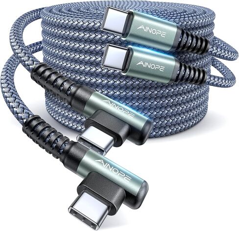 AINOPE Short USB C to USB C Cable 1.5FT 1 Pack 60W Fast Charging Nylon Braided Type C Cable for iPhone 15 Pro Max Plus Samsung Power Bank Travel Essentials in Saudi Arabia