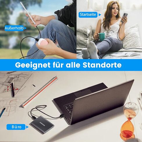كابل USB A إلى USB C 3.1/3.2 Gen 2 لنقل البيانات بسرعة 10 جيجابت في الثانية، كابل USB C SSD قصير مع شحن سريع 60 وات QC 3.0، كابل احتياطي لهاتف Samsung T7، SanDisk Extreme Portable SSD، Crucial X8، WD، والمزيد - 0.5 قدم in Kuwait