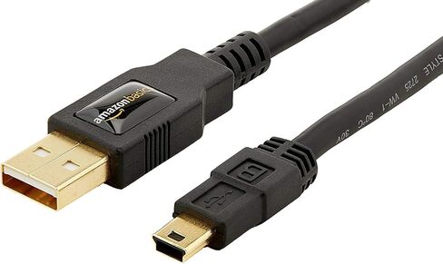 Amazon Basics USB-A to Mini USB 2.0 Cable, 480Mbps Transfer Speed with Gold-Plated Plugs, 3 Foot, Black in Kuwait