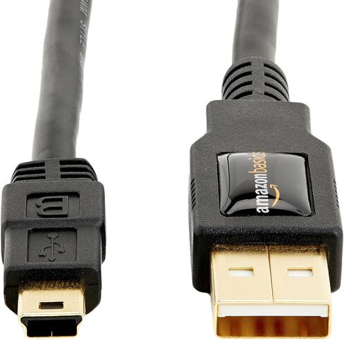 Amazon Basics USB-A to Mini USB 2.0 Cable, 480Mbps Transfer Speed with Gold-Plated Plugs, 3 Foot, Black in Kuwait